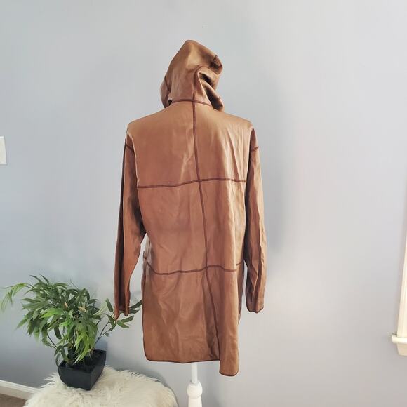 Vintage Vera Pelle Sasha Reversible Lightweight Soft Leather Hooded Jacket S - Picture 3 of 14